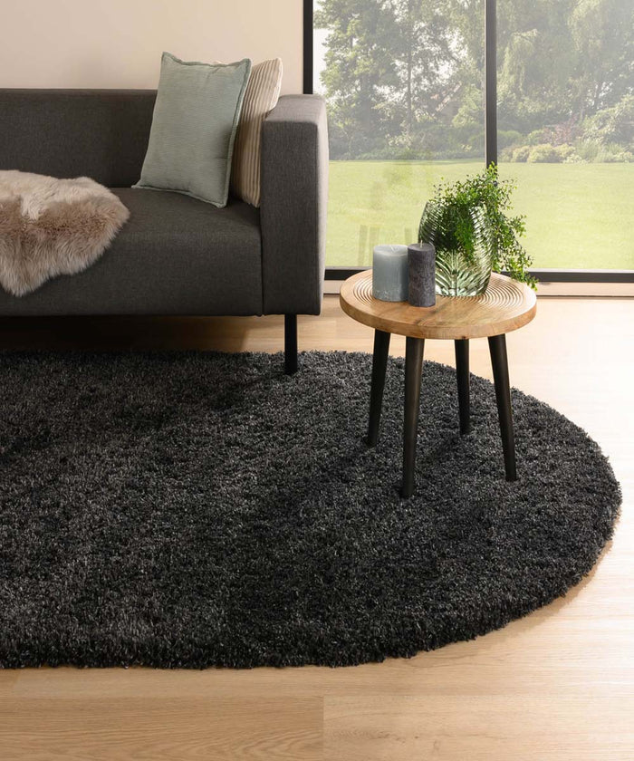 Tapeso Ovaal hoogpolig vloerkleed - Cozy Shaggy - antraciet - 300x400
