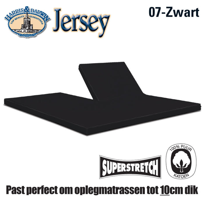 Harris&Darwin Stretch Jersey Zwart Split topper Hoeslaken 180x220cm