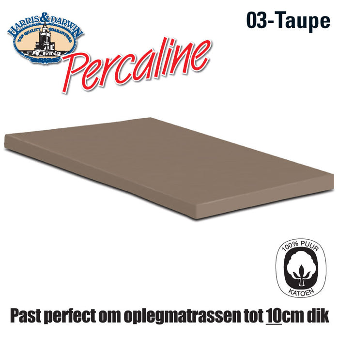 Harris&Darwin Taupe Percaline Katoenen Topper Hoeslaken 180x200cm