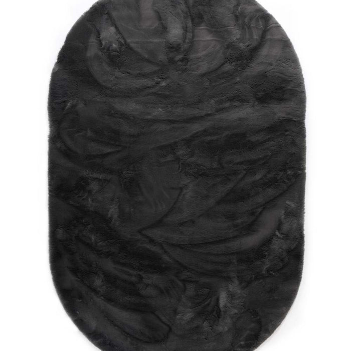 Tapeso Ovaal hoogpolig vloerkleed - Comfy plus - donkergrijs - 200x300