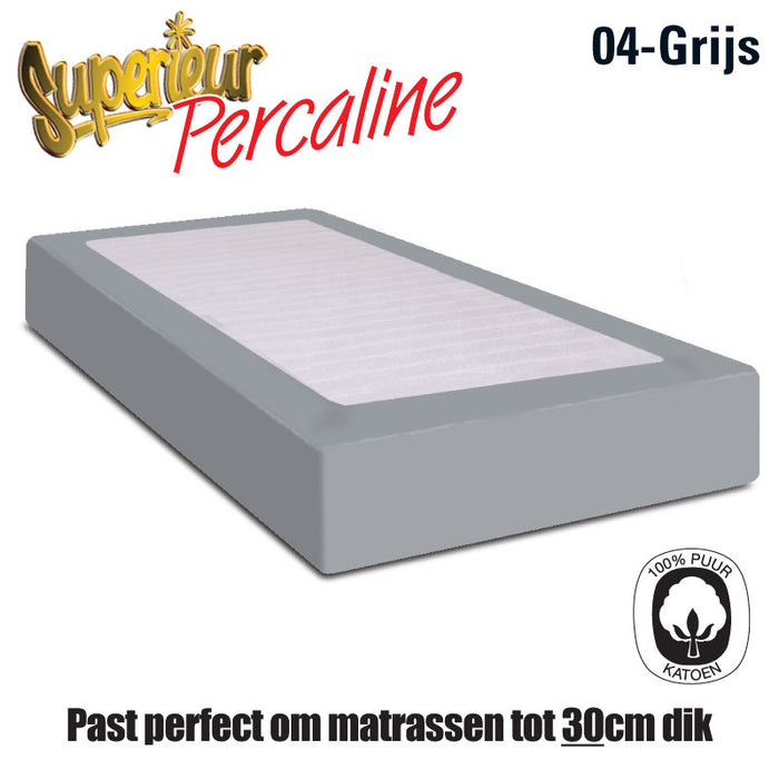 Superieur Grijs Percaline Katoenen Hoeslaken 140x200cm