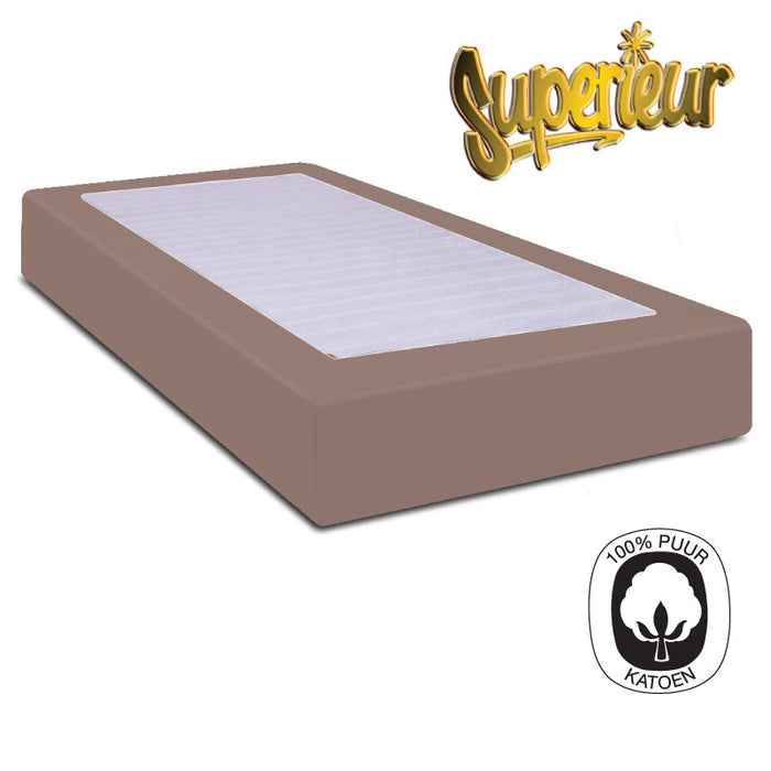 Superieur Taupe Percaline Katoenen Hoeslaken 90x200cm