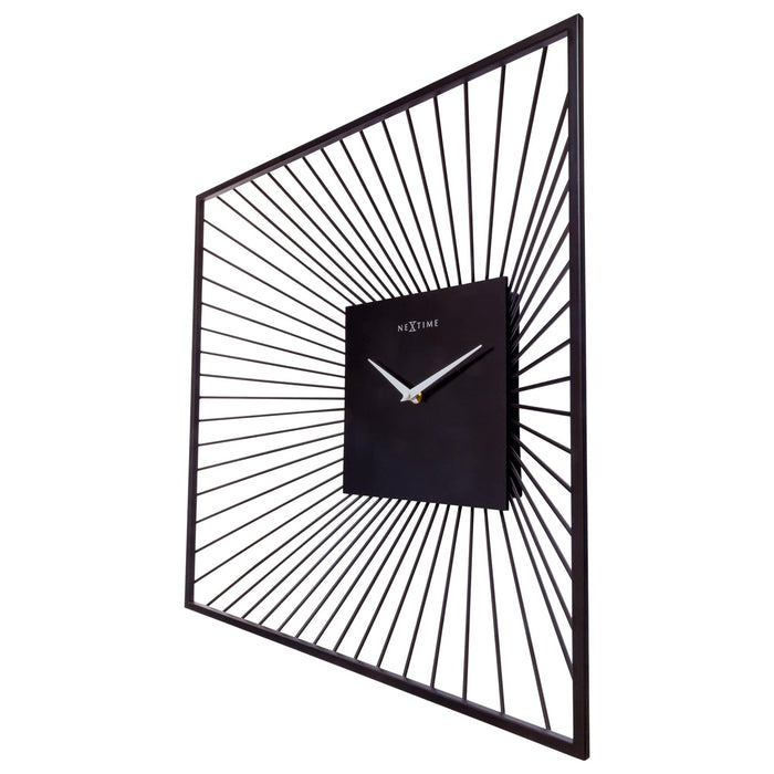NeXtime - Wandklok 45x45x15cm-Stil-Zwart-Metaal-NeXtime "Vasco Square"