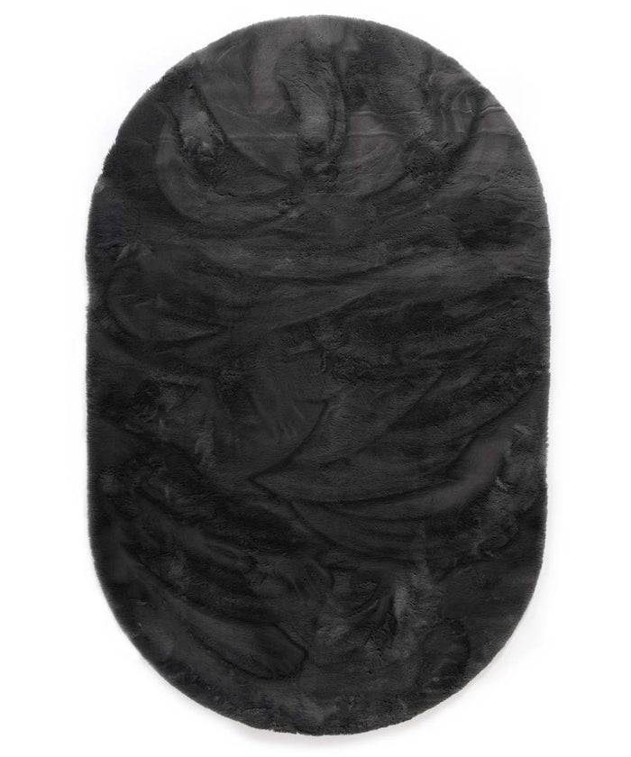 Tapeso Ovaal hoogpolig vloerkleed - Comfy plus - donkergrijs - 100x150
