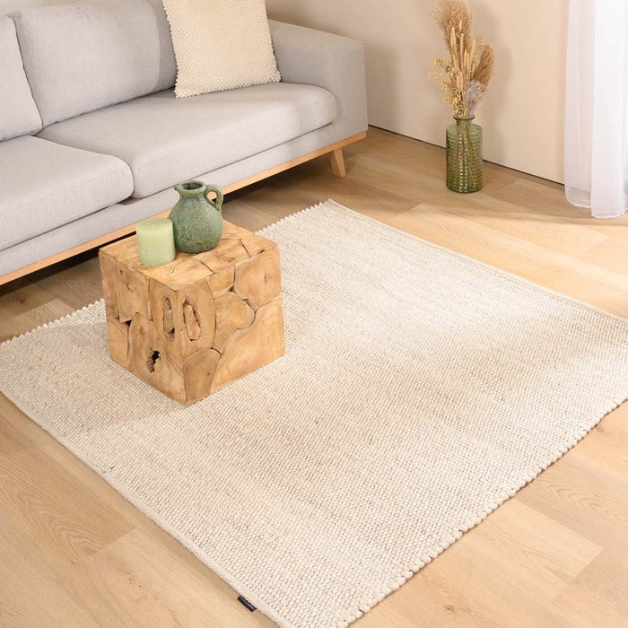 Nordic Weavers Wollen vloerkleed vierkant - Lett wit - 250x250 cm