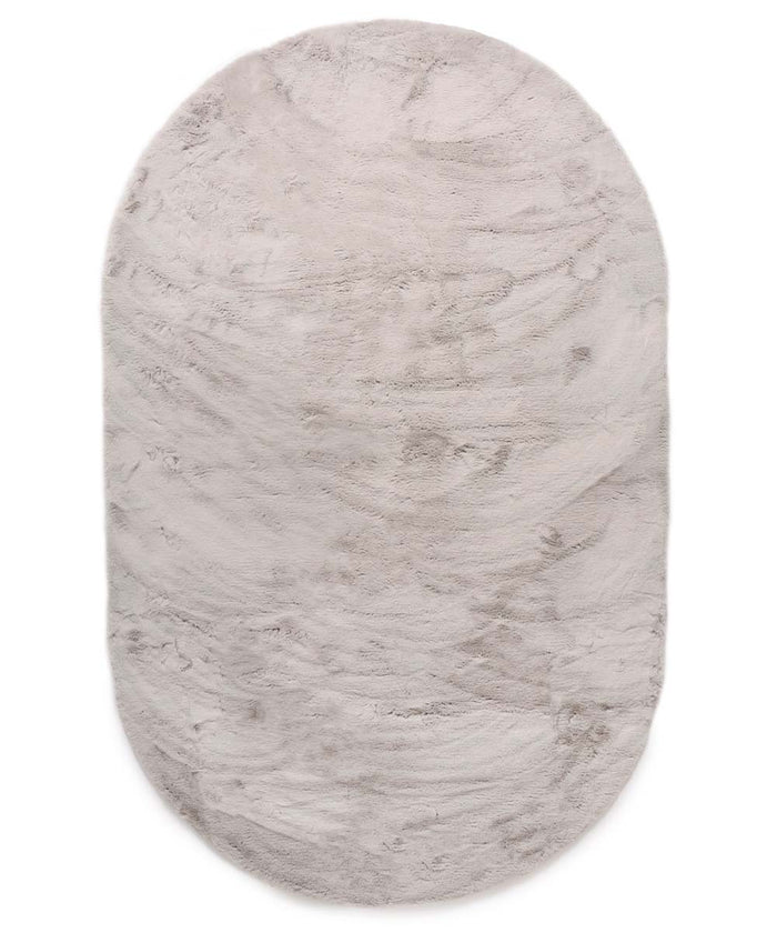 Tapeso Ovaal hoogpolig vloerkleed - Comfy plus - lichtgrijs - 120x180