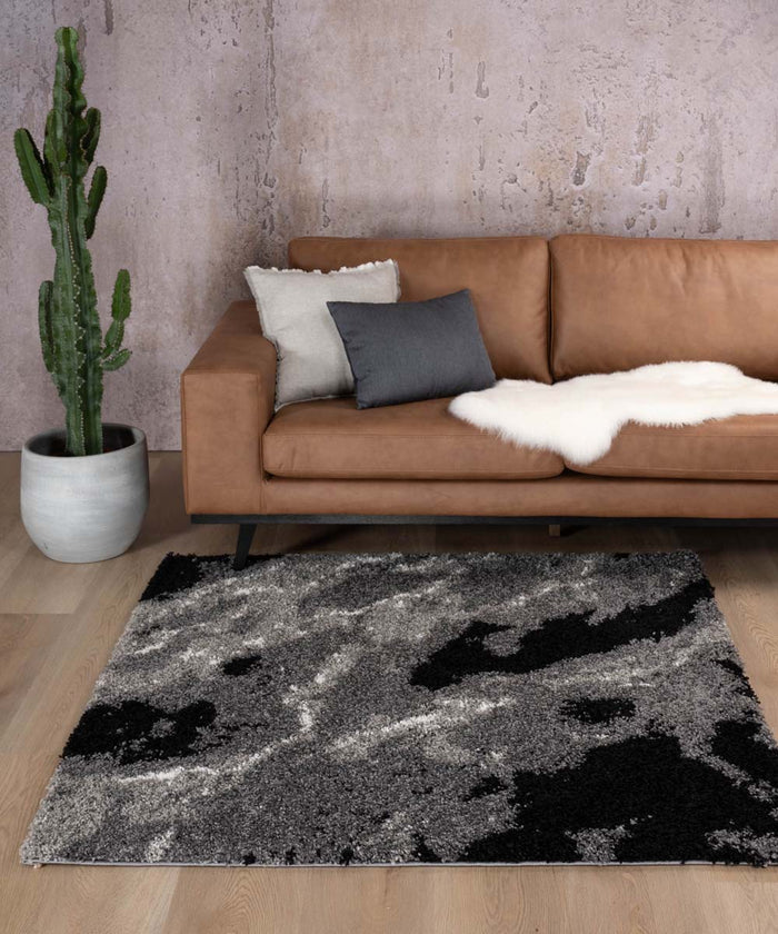 Boho&me Vierkant hoogpolig vloerkleed Marble Artisan - grijs - 100x100