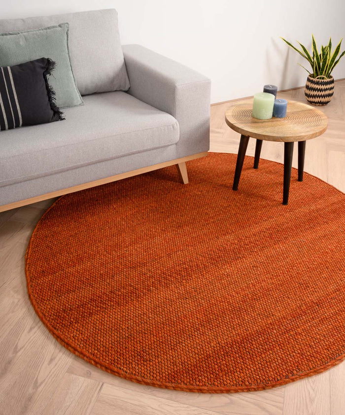 Nordic Weavers Rond wollen vloerkleed Lett - cognac - 250 cm