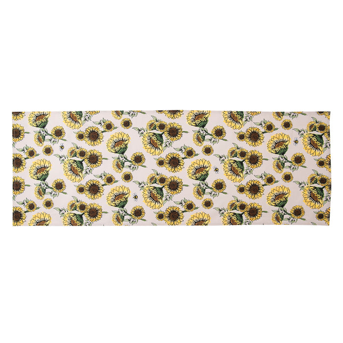 Clayre & Eef Tafelloper 50x140 cm Beige Geel Katoen Zonnebloemen