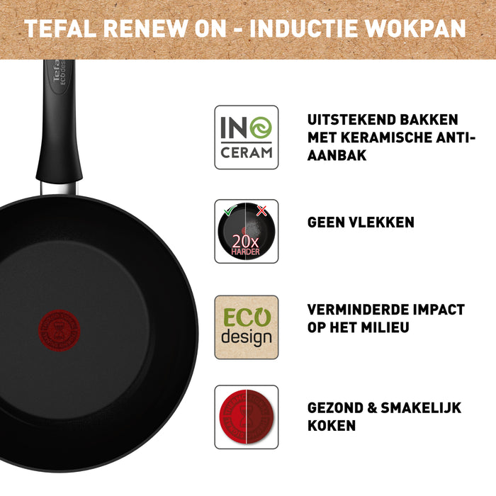 Tefal Renew Black ON Keramische Wokpan Ø 28 cm