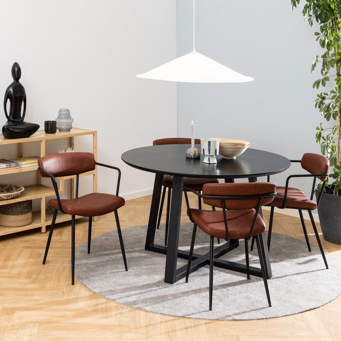 by fonQ Oak Eettafel - Ø 120 cm - Zwart