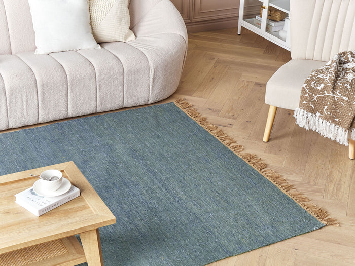 Beliani - LUNIA - Jute vloerkleed - Turquoise - 160 x 230 cm - Jute