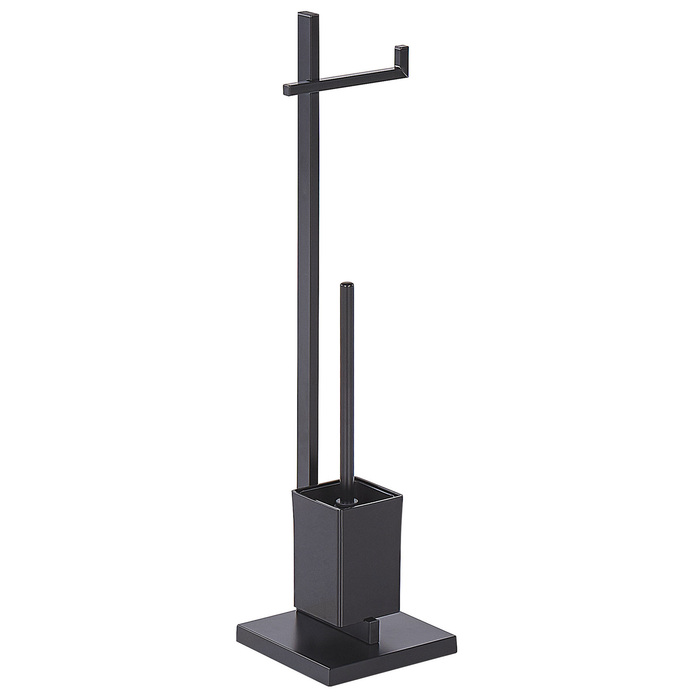 Beliani - ULAPES - Toiletrol en borstelhouder - Zwart - Staal