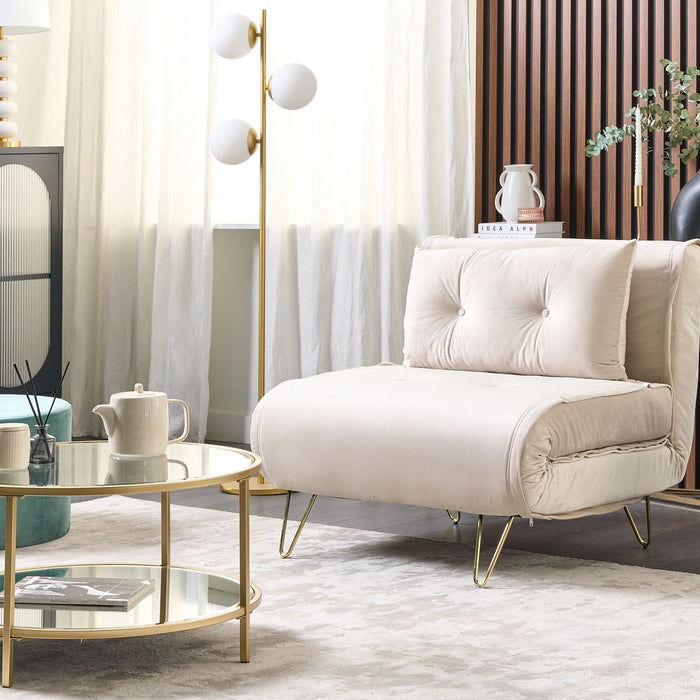 Beliani - VESTFOLD - Slaapbank - Lichtbeige - Fluweel