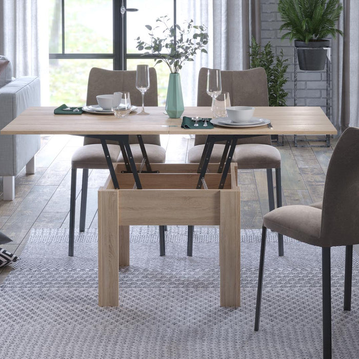 Hioshop Flipp salontafel, en eettafel eik licht decor.