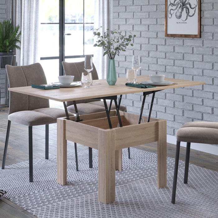 Hioshop Flipp salontafel, en eettafel eik licht decor.