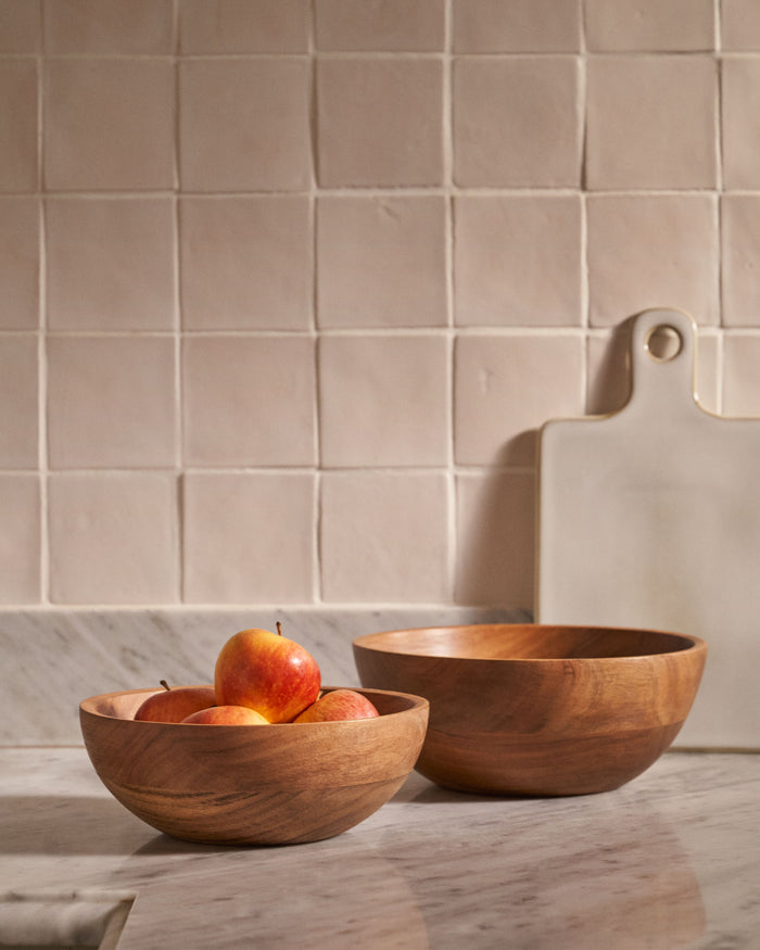 Kave Home - Delci set van 2 acaciahouten kommen