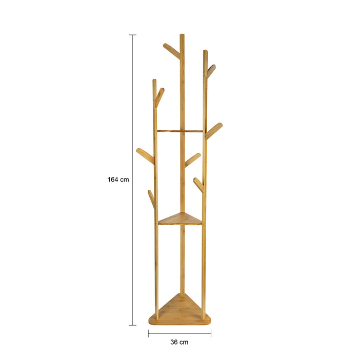 QUVIO Kapstok met drie planken - Hout - Lichtbruin