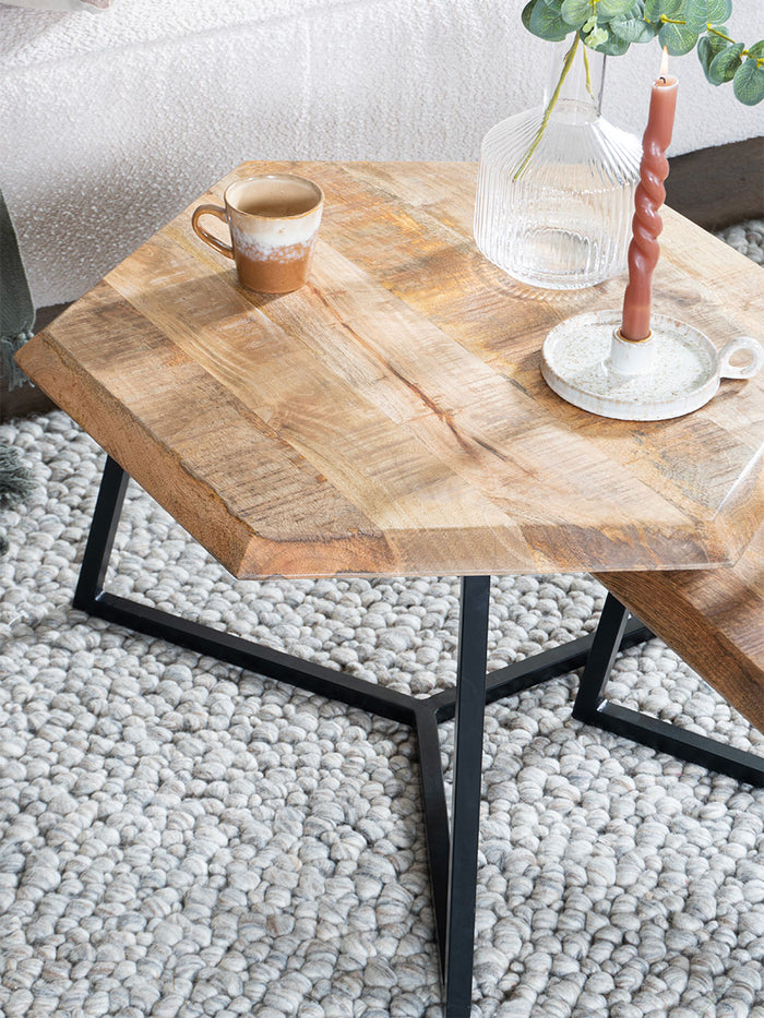 Home67 - Salontafel Kiara - Set van 2 - Achthoekige tafeltjes -