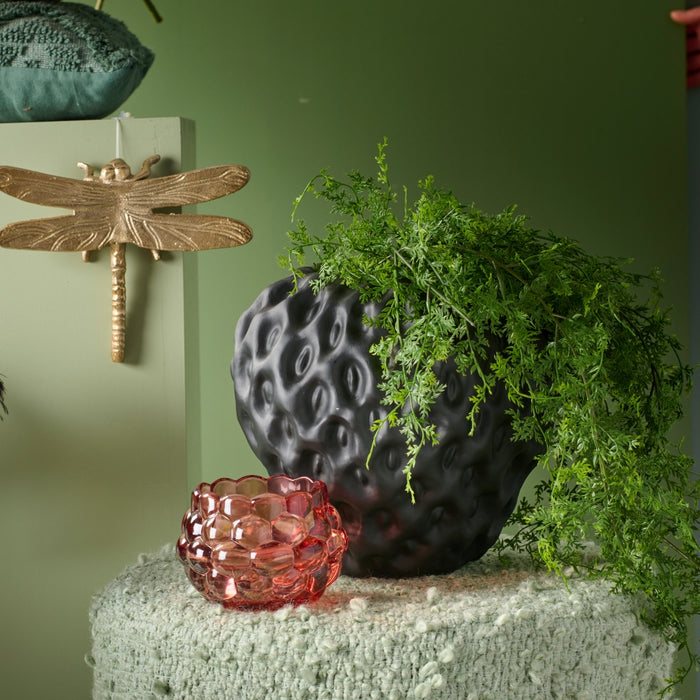 Light & Living Vaas Aardbei - Zwart - Polystone - 15x15x15cm (BxHxD)