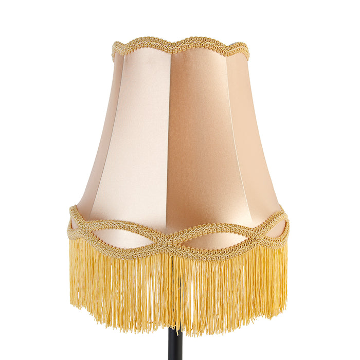 QAZQA Klassieke tafellamp zwart met granny kap goud 30 cm - Simplo