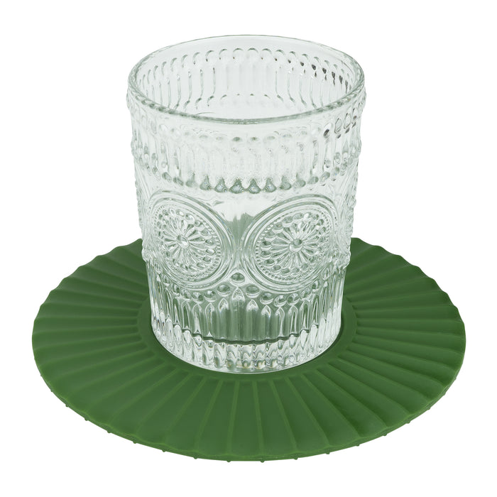 Krumble Glasonderzetter - Set van 5 + houder - Silicone - Groen