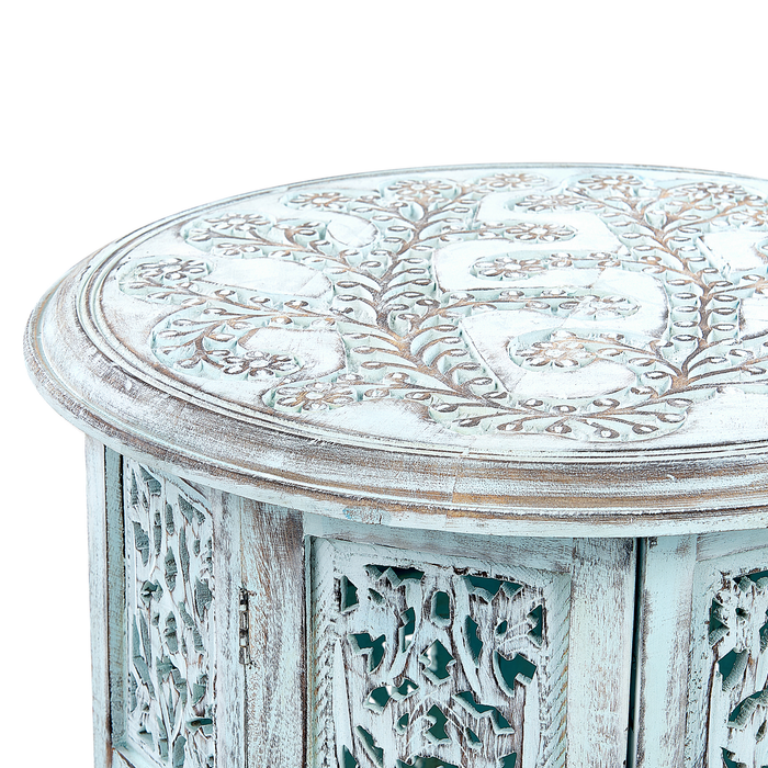 Beliani - BORAI - Bijzettafel - Lichtblauw - Mangohout