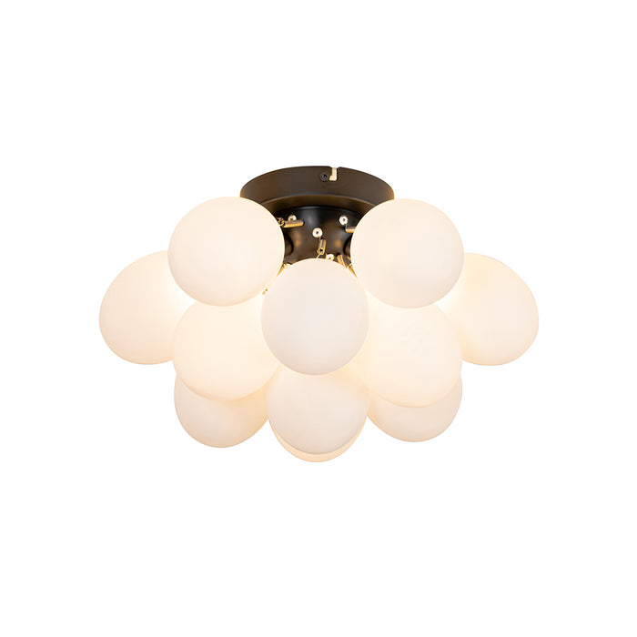 QAZQA Art deco plafondlamp zwart met opaal glas 3-lichts - Uvas