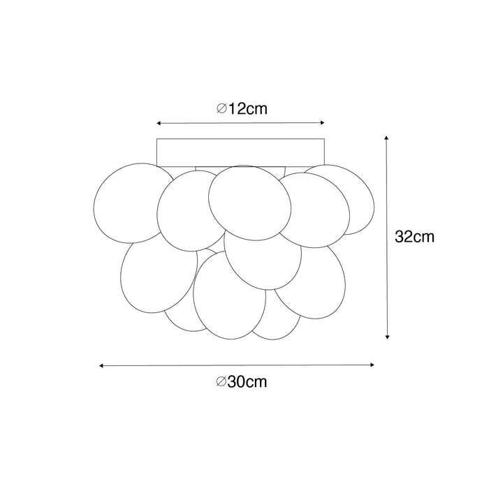 QAZQA Art deco plafondlamp zwart met opaal glas 3-lichts - Uvas