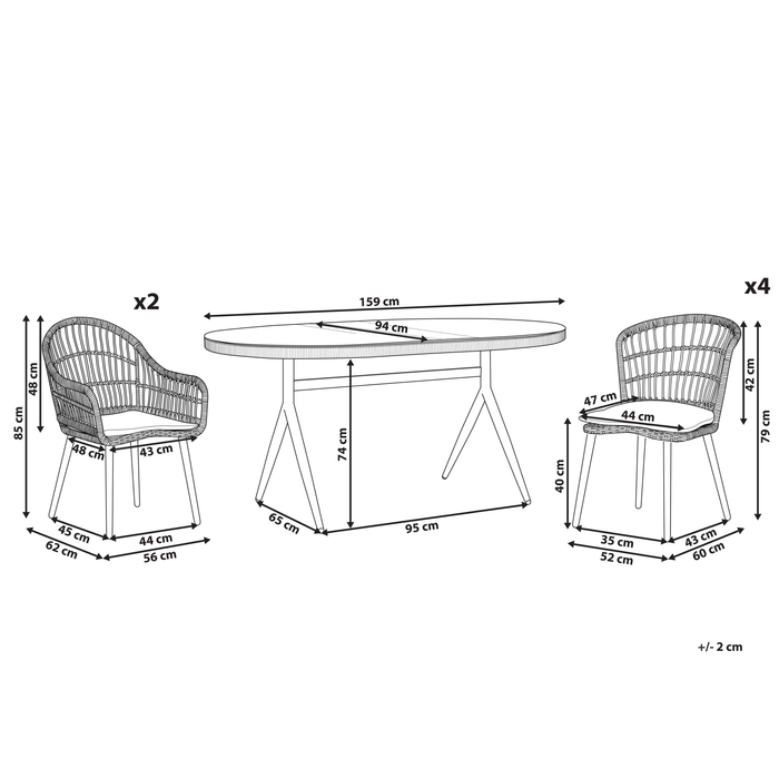 Beliani - ALIANO - Tuinset 6 personen - Natuurlijk - PE rotan