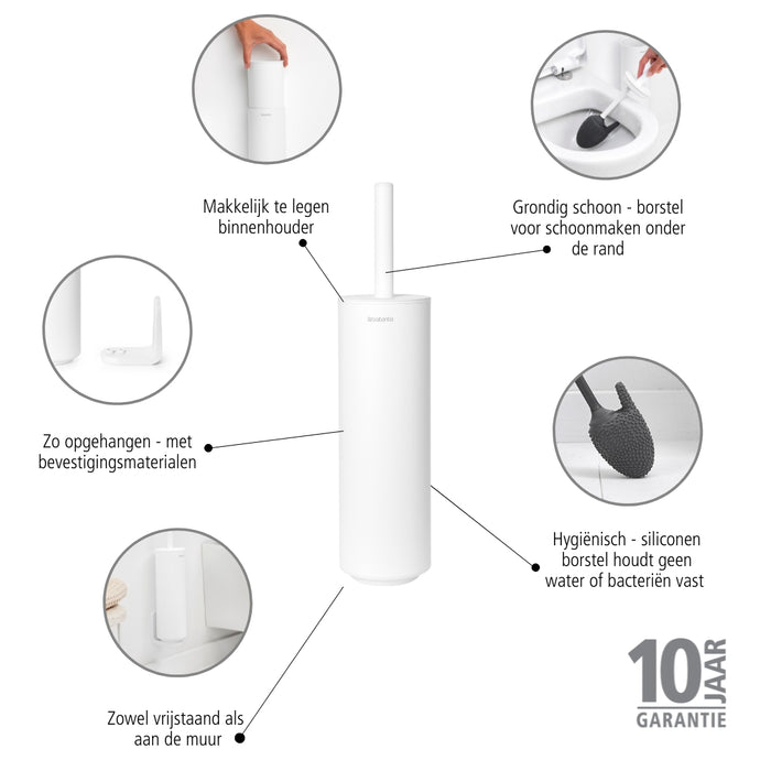 Brabantia MindSet Toiletborstel met Houder - Mineral Fresh White