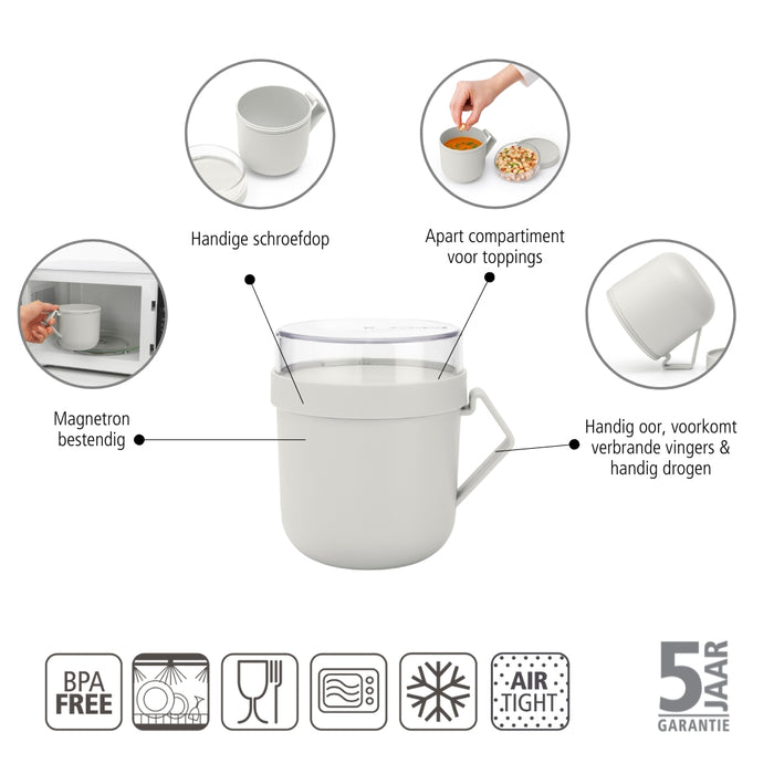 Brabantia Make & Take Soepbeker to Go 0,6 L - Magnetron - Light Grey
