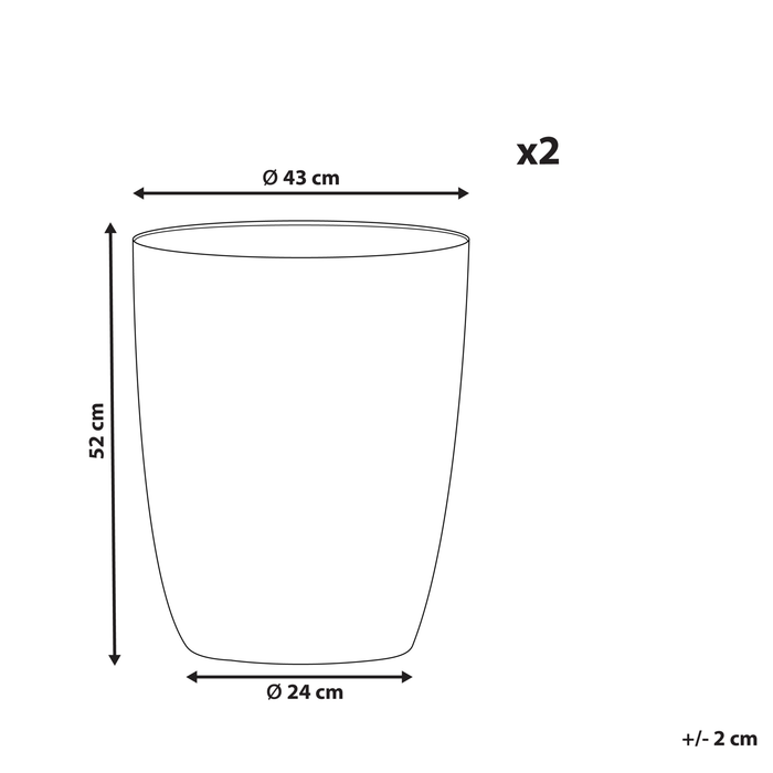 Beliani-CROTON-Bloempot set van 2-Gebroken wit-43 cm-Stenenmix