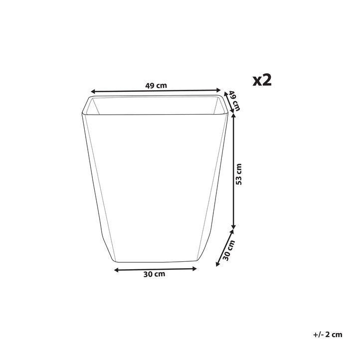 Beliani - DELOS - Bloempot set van 2 - Grijs - 49 cm - Stenenmix