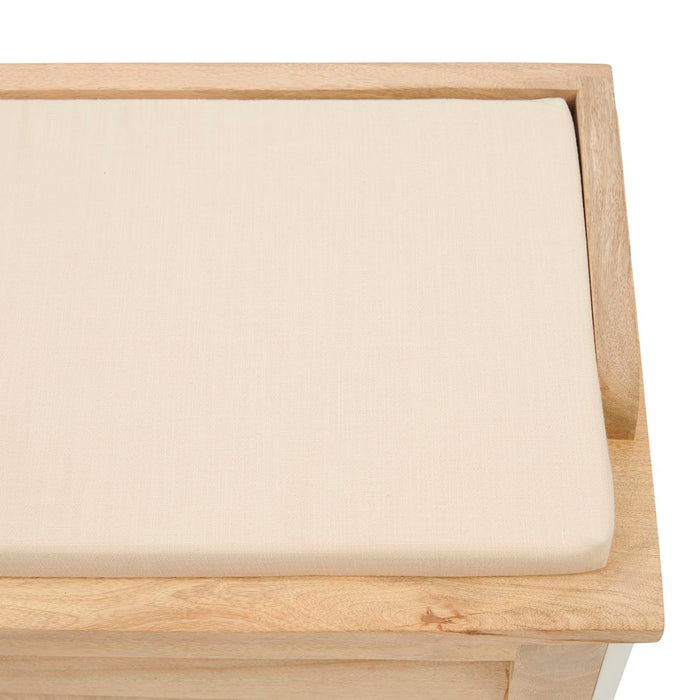 Rivièra Maison - Handgemaakte Opbergbank, Mangohout met Katoenen Bekleding, 40x48x110 cm