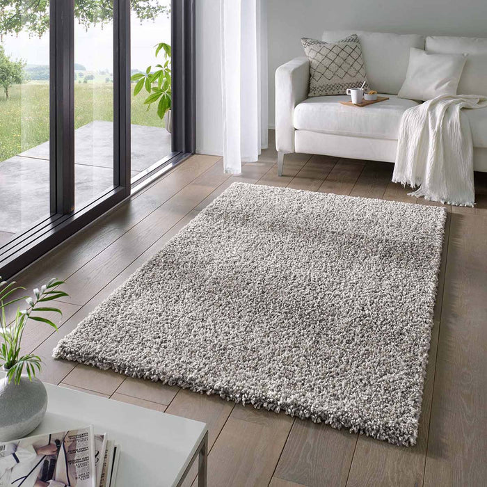 Tapeso Hoogpolig vloerkleed effen Classic - grijs - 300x400 cm