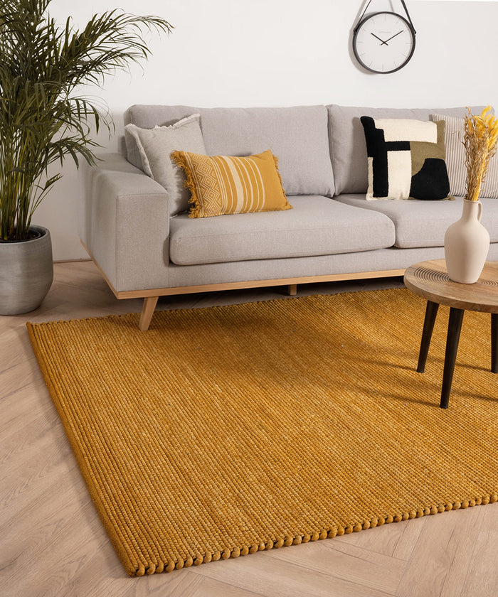 Nordic Weavers Wollen vloerkleed Lett - okergeel - 200x290 cm