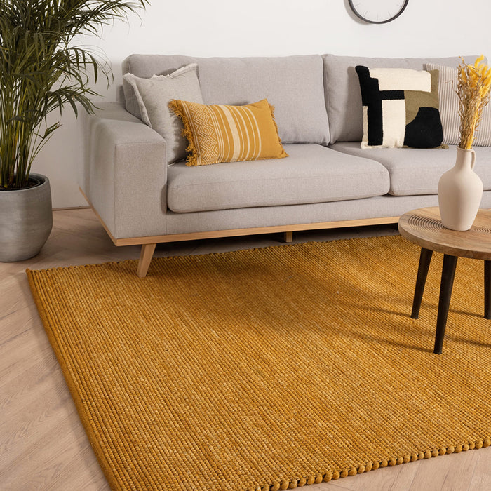 Nordic Weavers Wollen vloerkleed Lett - okergeel - 160x230 cm