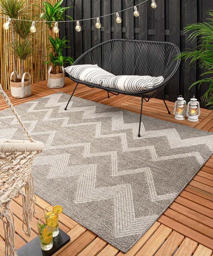Boho&me Buitenkleed zig zag Sunny - zilver - 160x230 cm