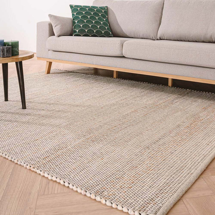 Nordic Weavers Wollen vloerkleed Lett - wit|beige - 60x120 cm