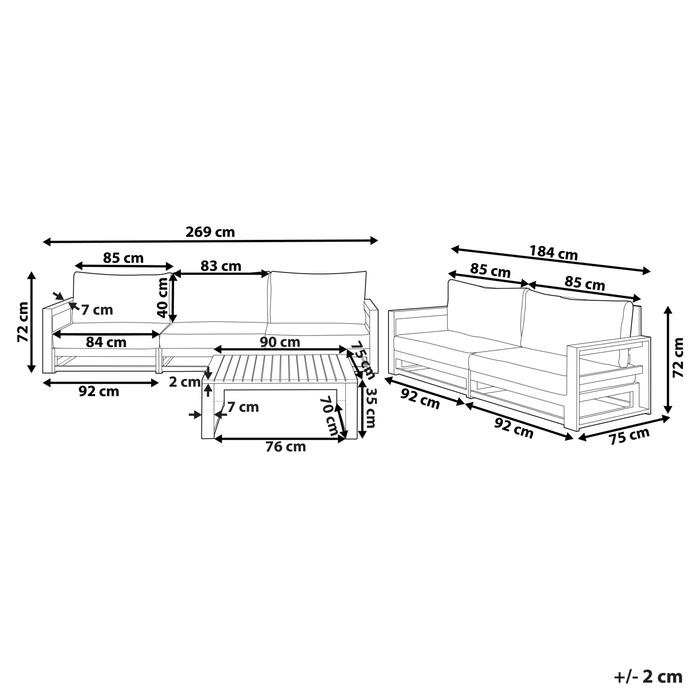 Beliani-TIMOR II-Loungeset 5-zits-Donkere houtkleur-FSC® acaciahout