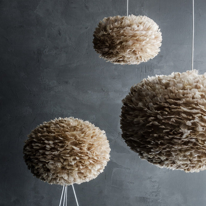 Umage Eos Medium vloerlamp light brown - met tripod zwart - Ø 45 cm