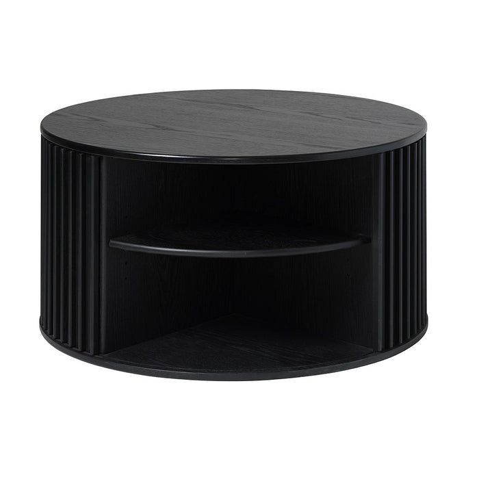 Olivine Redmer Ronde Houten Salontafel met Opbergruimte - Zwart