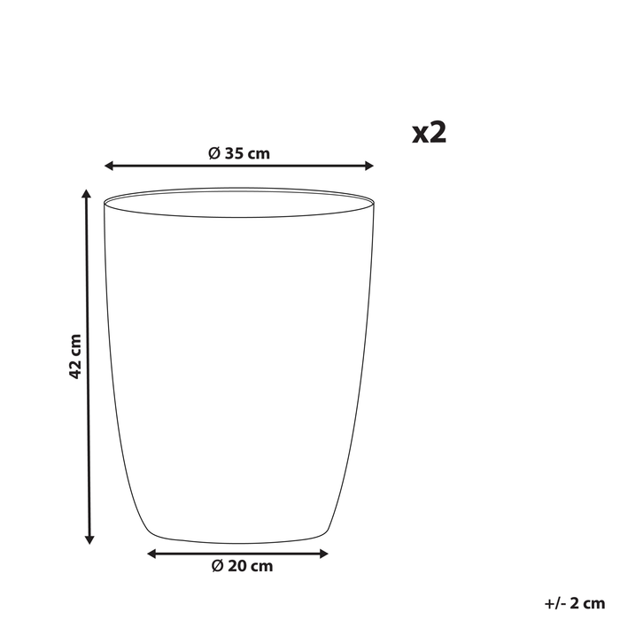 Beliani-CROTON-Bloempot set van 2-Gebroken wit-35 cm-Stenenmix