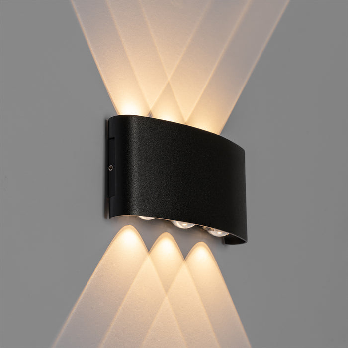 QAZQA Buiten wandlamp zwart incl. LED 6-lichts IP54 - Silly