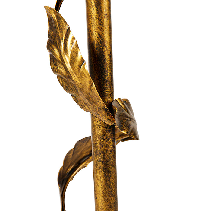 QAZQA Vintage vloerlamp antiek goud met groene kap - Linden