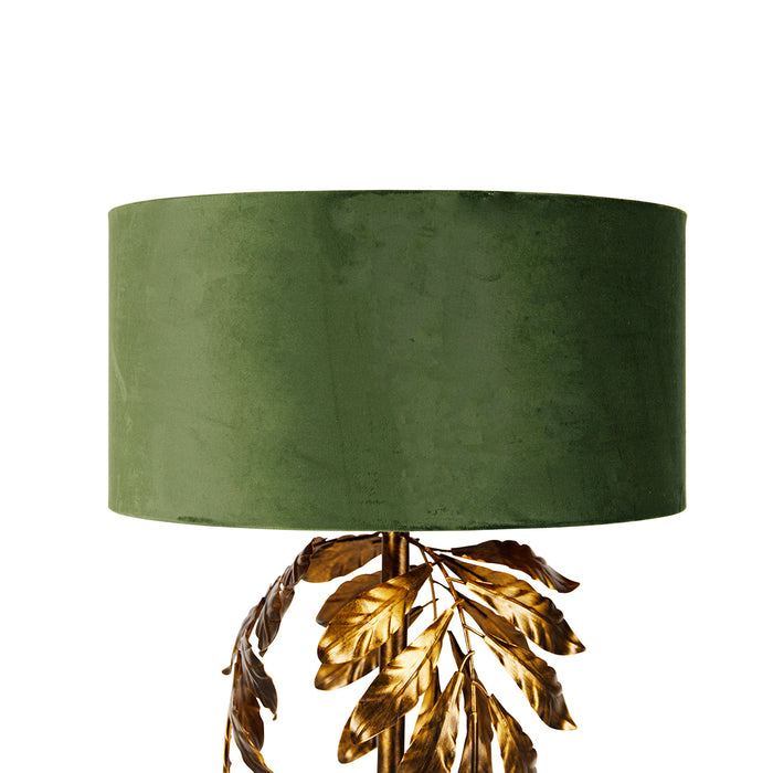 QAZQA Vintage vloerlamp antiek goud met kap groen - Linden