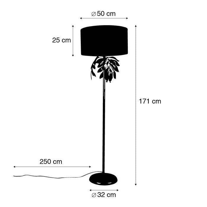QAZQA Vintage vloerlamp antiek goud met kap groen - Linden