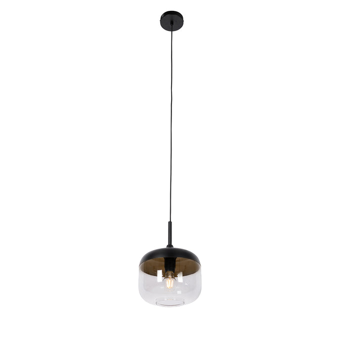 QAZQA Design hanglamp zwart met goud en smoke glas - Kyan