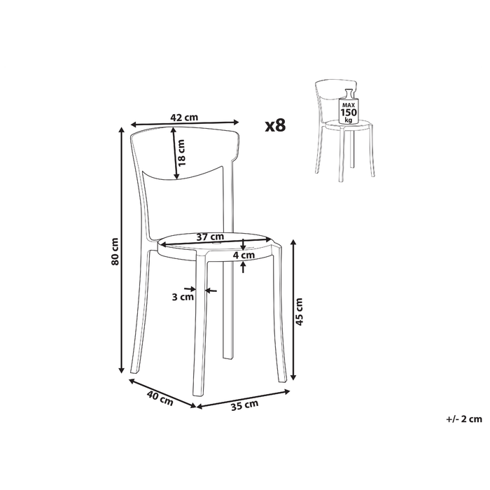 Beliani - VIESTE - Stoel set van 8 - Zwart - Synthetisch materiaal